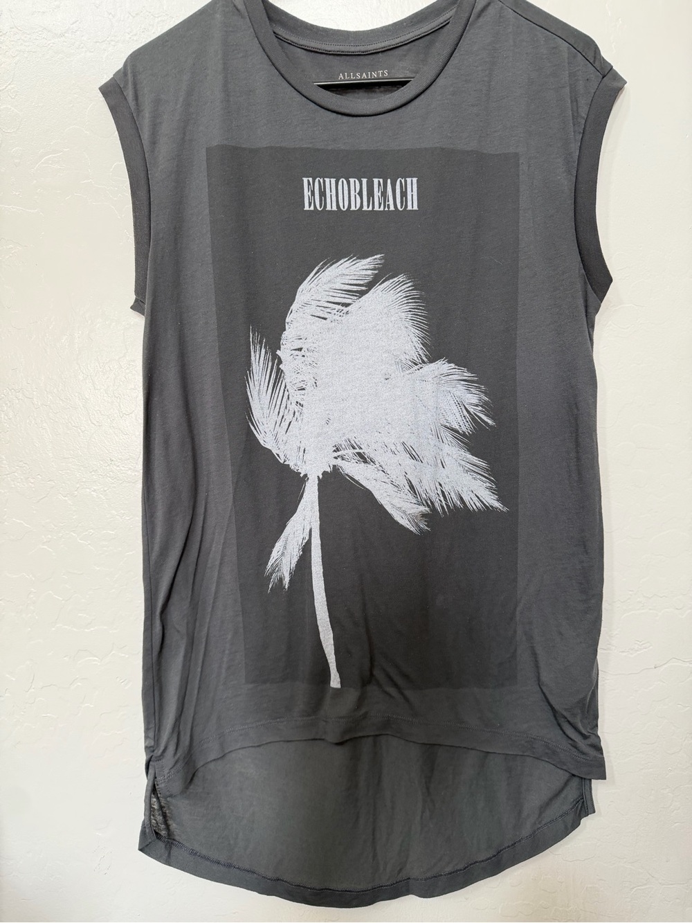 All Saints Charcoal EchoBleach Graphic Muscle Tee